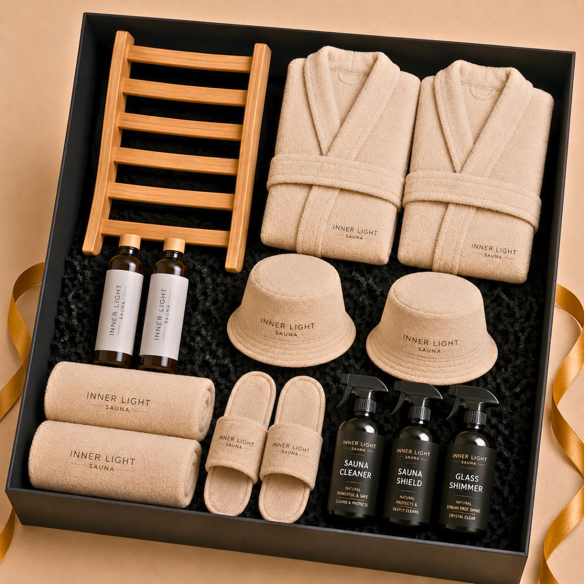 Wellness and Sauna Care Kit with Red Light Mini