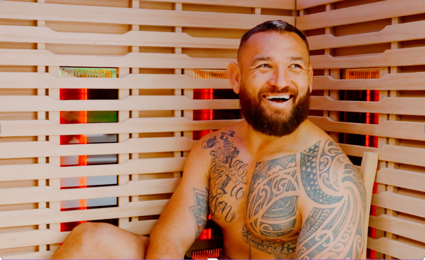 man in a sauna