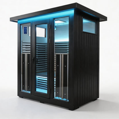 Lamar Outdoor Aluminium Infrared Sauna Black side view